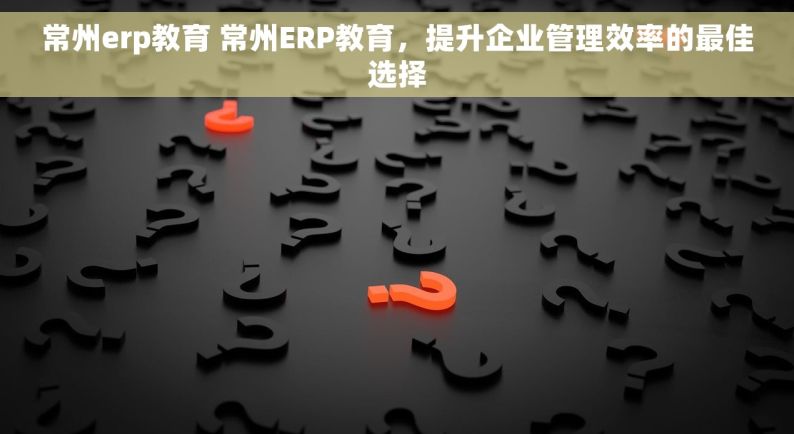 常州erp教育 常州ERP教育，提升企业管理效率的最佳选择