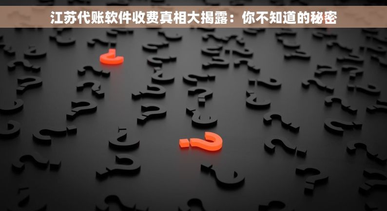 江苏代账软件收费真相大揭露：你不知道的秘密