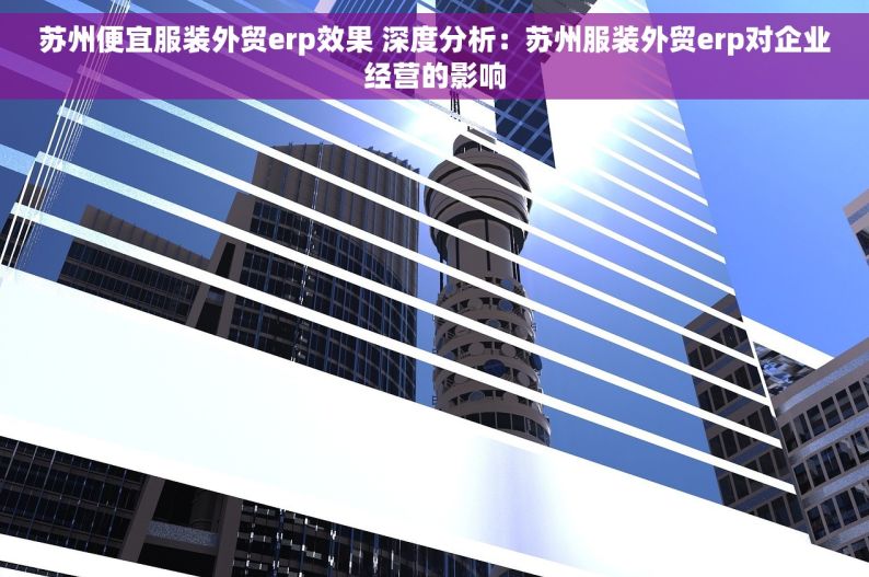 苏州便宜服装外贸erp效果 深度分析：苏州服装外贸erp对企业经营的影响