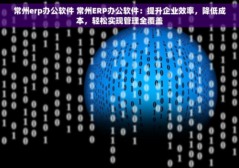 常州erp办公软件 常州ERP办公软件：提升企业效率，降低成本，轻松实现管理全覆盖