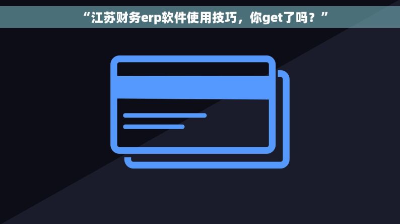 “江苏财务erp软件使用技巧，你get了吗？”