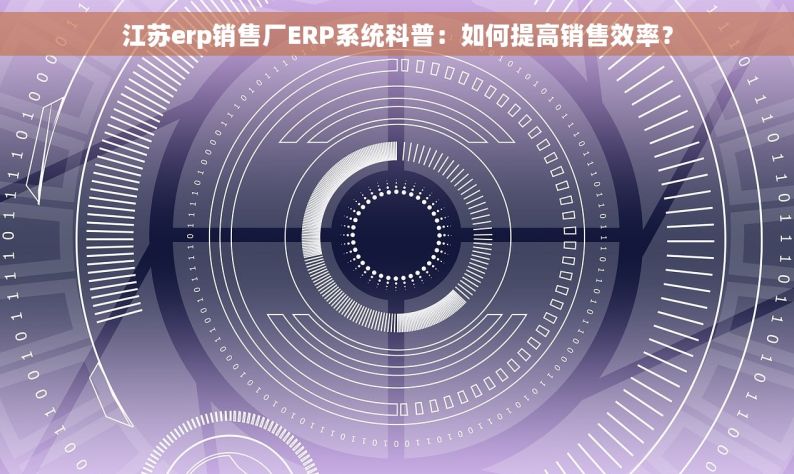 江苏erp销售厂ERP系统科普：如何提高销售效率？