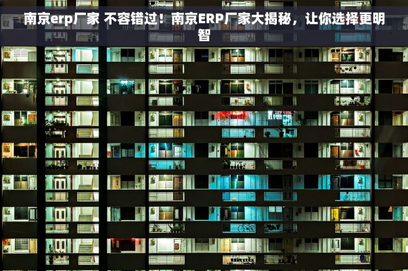 南京erp厂家 不容错过！南京ERP厂家大揭秘，让你选择更明智