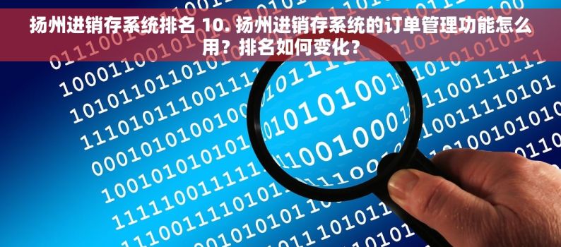 扬州进销存系统排名 10. 扬州进销存系统的订单管理功能怎么用？排名如何变化？