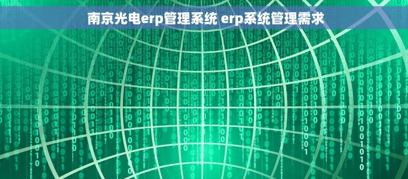  南京光电erp管理系统 erp系统管理需求