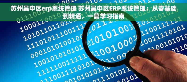 苏州吴中区erp系统管理 苏州吴中区ERP系统管理：从零基础到精通，一篇学习指南