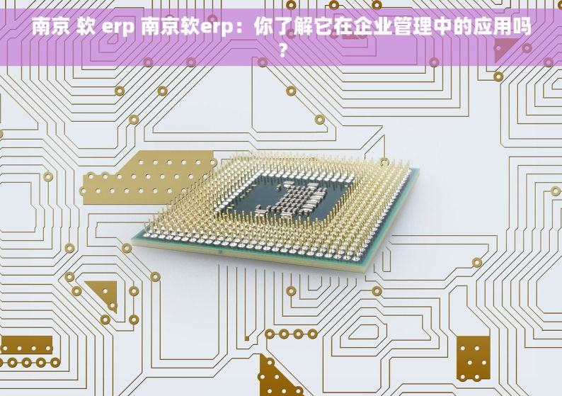 南京 软 erp 南京软erp：你了解它在企业管理中的应用吗？