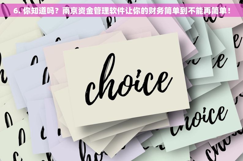 6. 你知道吗？南京资金管理软件让你的财务简单到不能再简单！